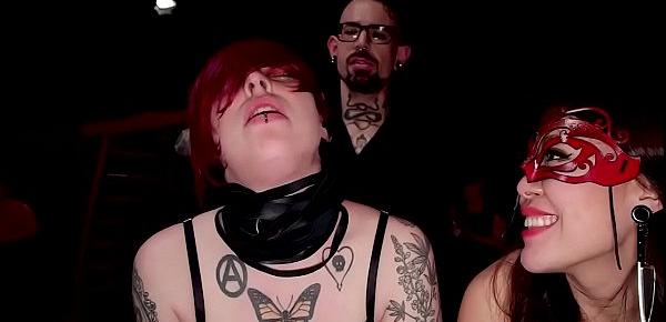  Suspended slave is fucked at bdsm party